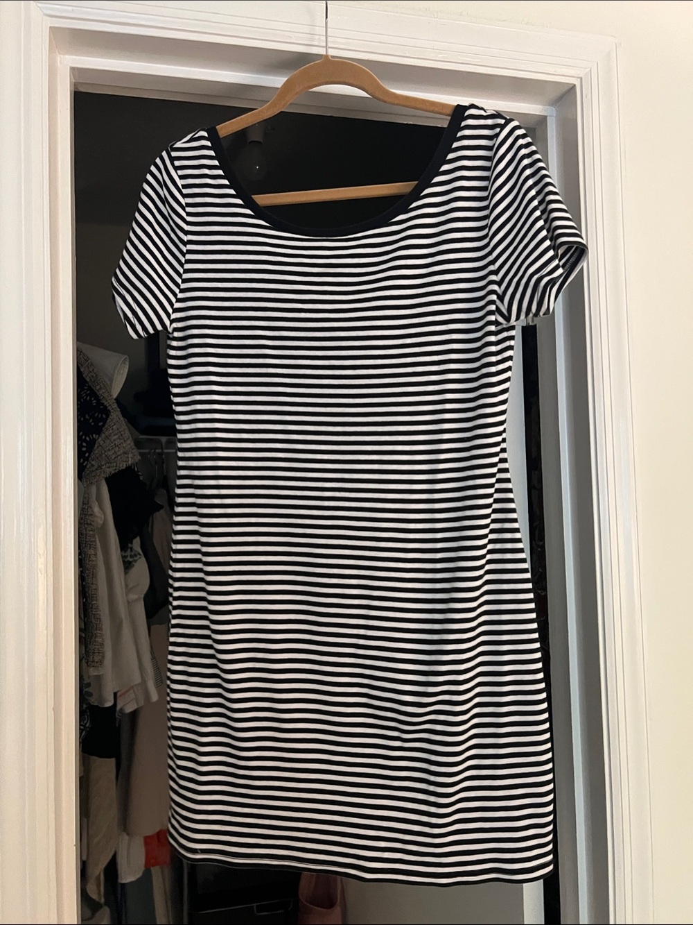 Vans Black & White Striped Scoop Neck Mini Dress
